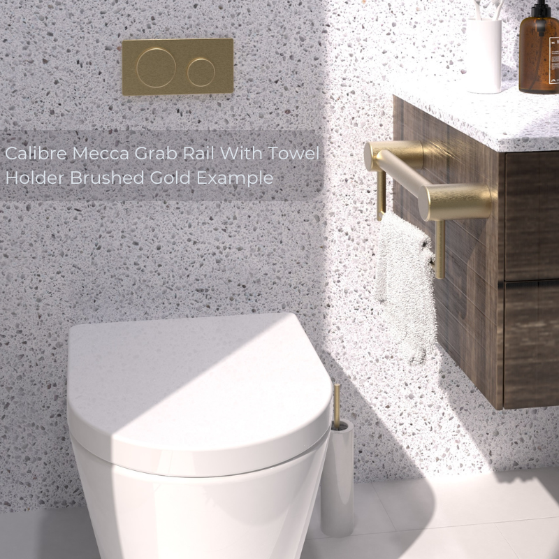 Calibre Mecca 32mm Grab Rail With Toilet Roll Holder