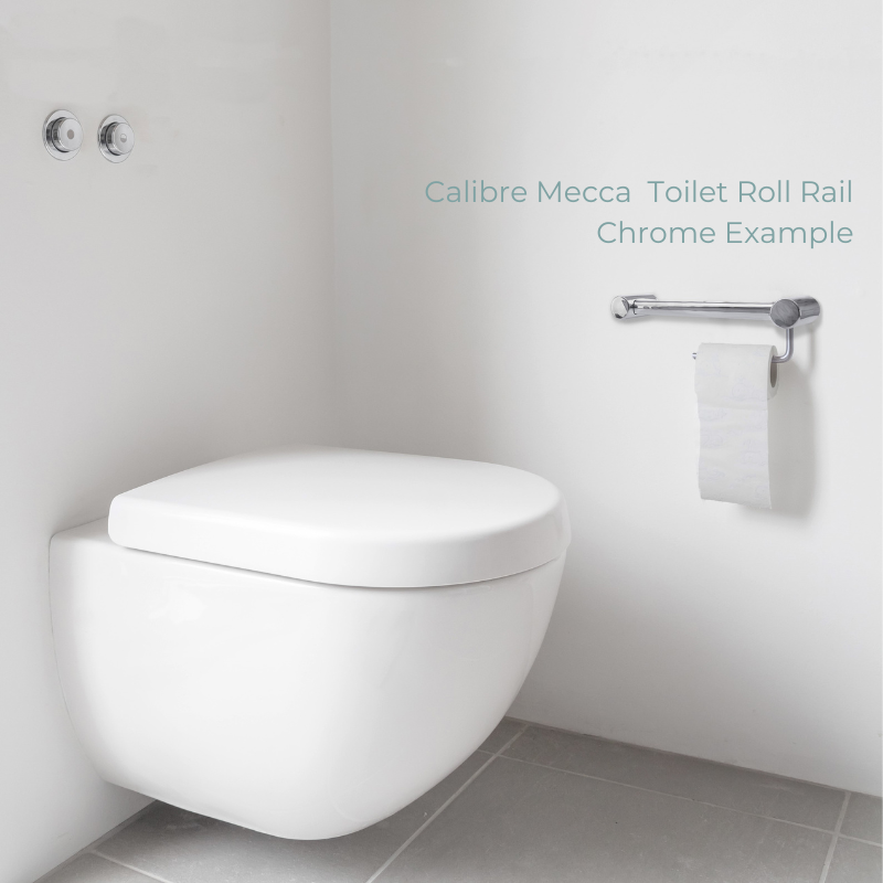 Calibre Mecca 32mm Grab Rail With Toilet Roll Holder