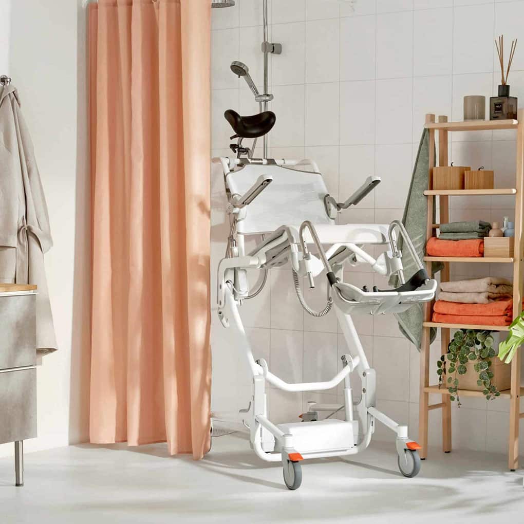 Etac Electronic Alto Mobile Shower Commode with Pan Holder