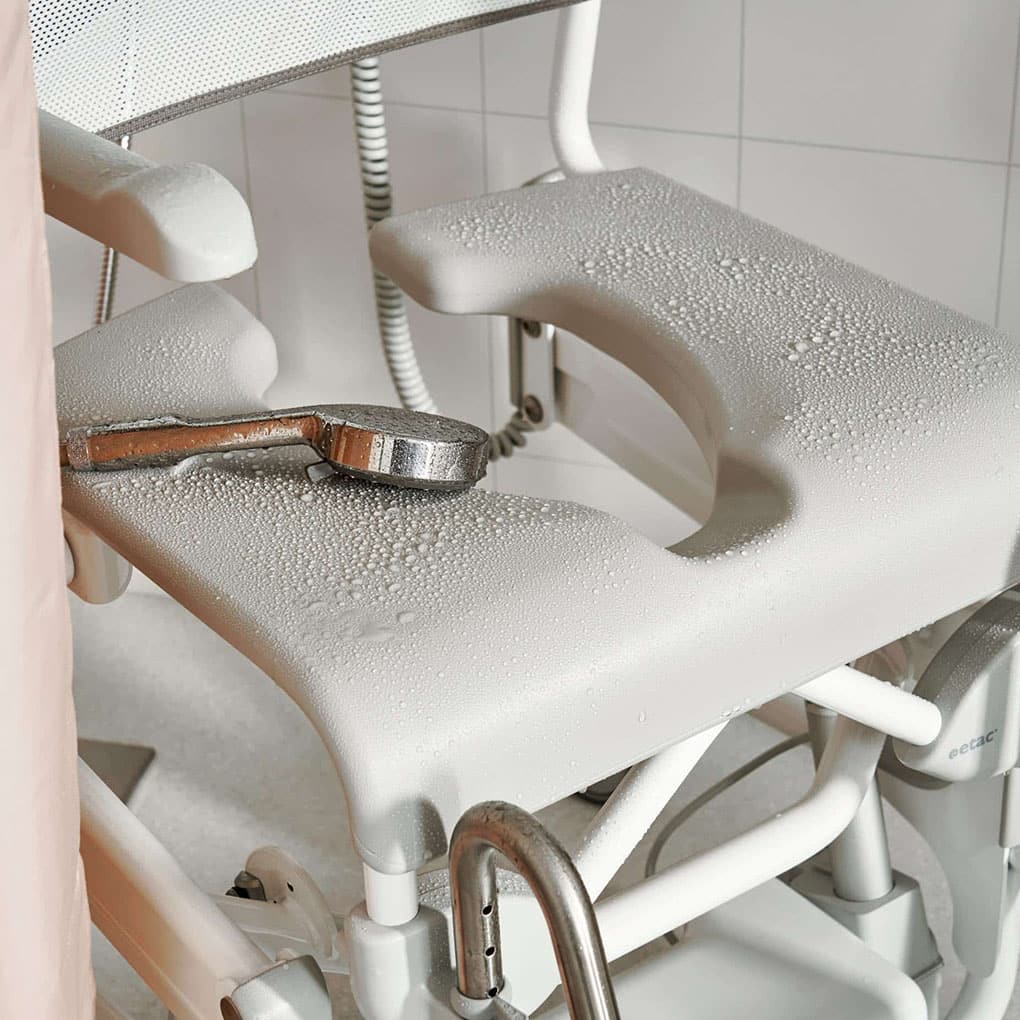 Etac Electronic Alto Mobile Shower Commode with Pan Holder