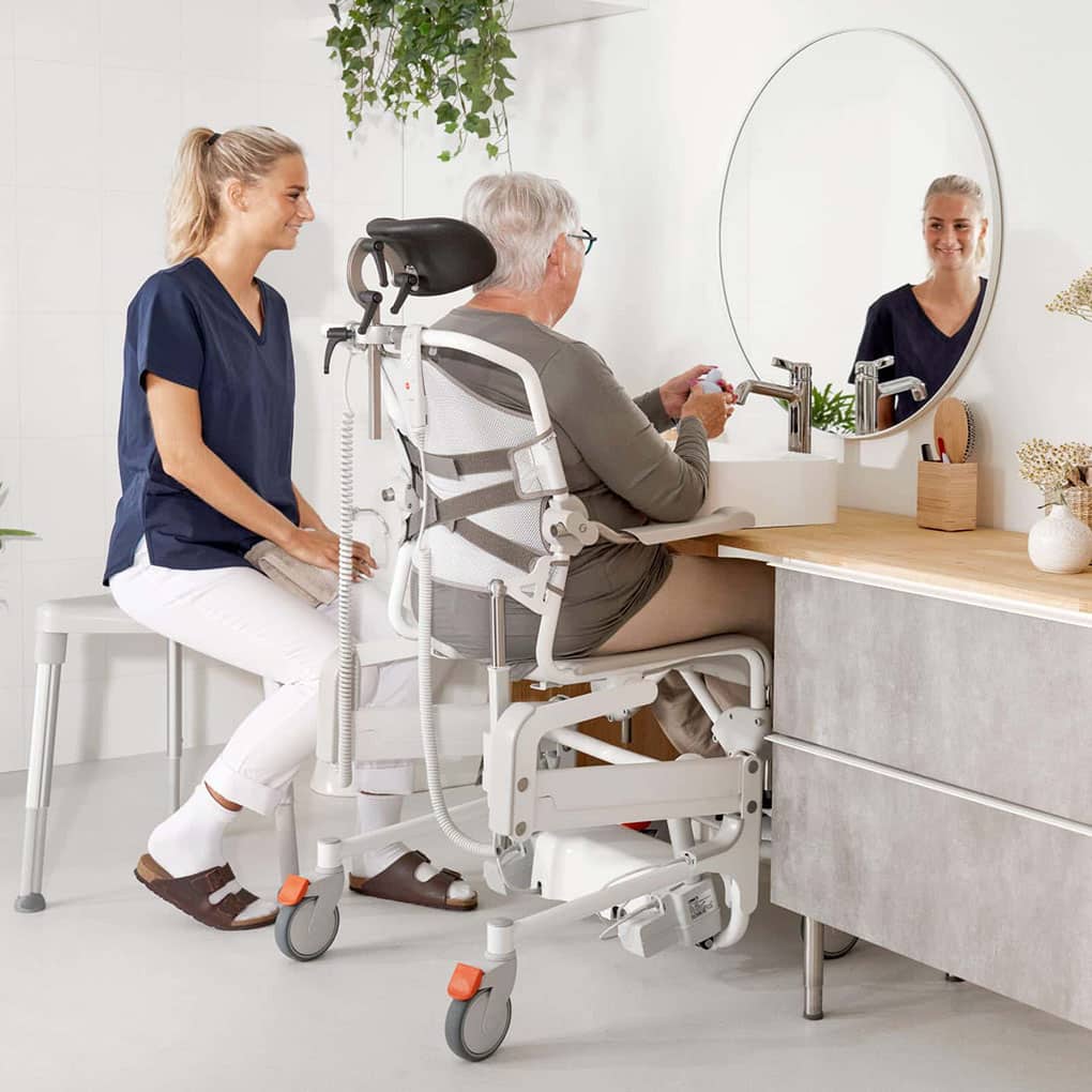 Etac Electronic Alto Mobile Shower Commode with Pan Holder