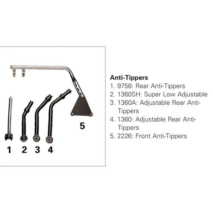 Invacare Adjustable Rear Anti-Tippers for 6" Casters, Pair