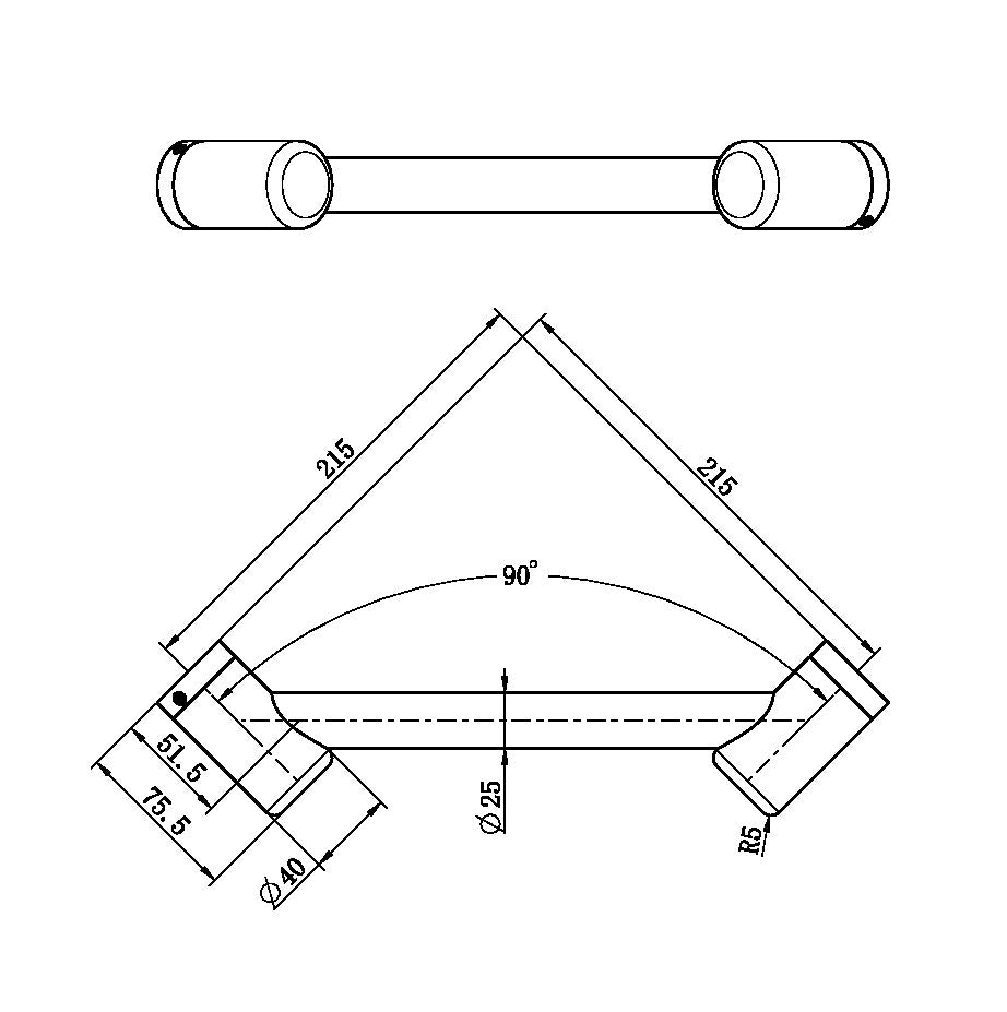 Calibre Mecca 25mm Footrest Corner Grab Rail