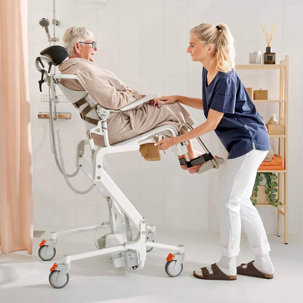 Etac Electronic Alto Mobile Shower Commode with Pan Holder
